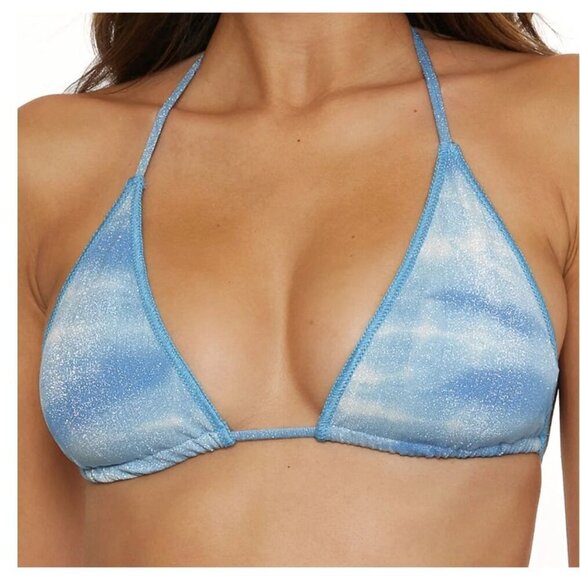 Becca by Rebecca Virtue Triangle bikini top in washed away blue size Large NWT - Picture 1 of 9